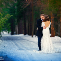 зимняя свадебная фотосессия